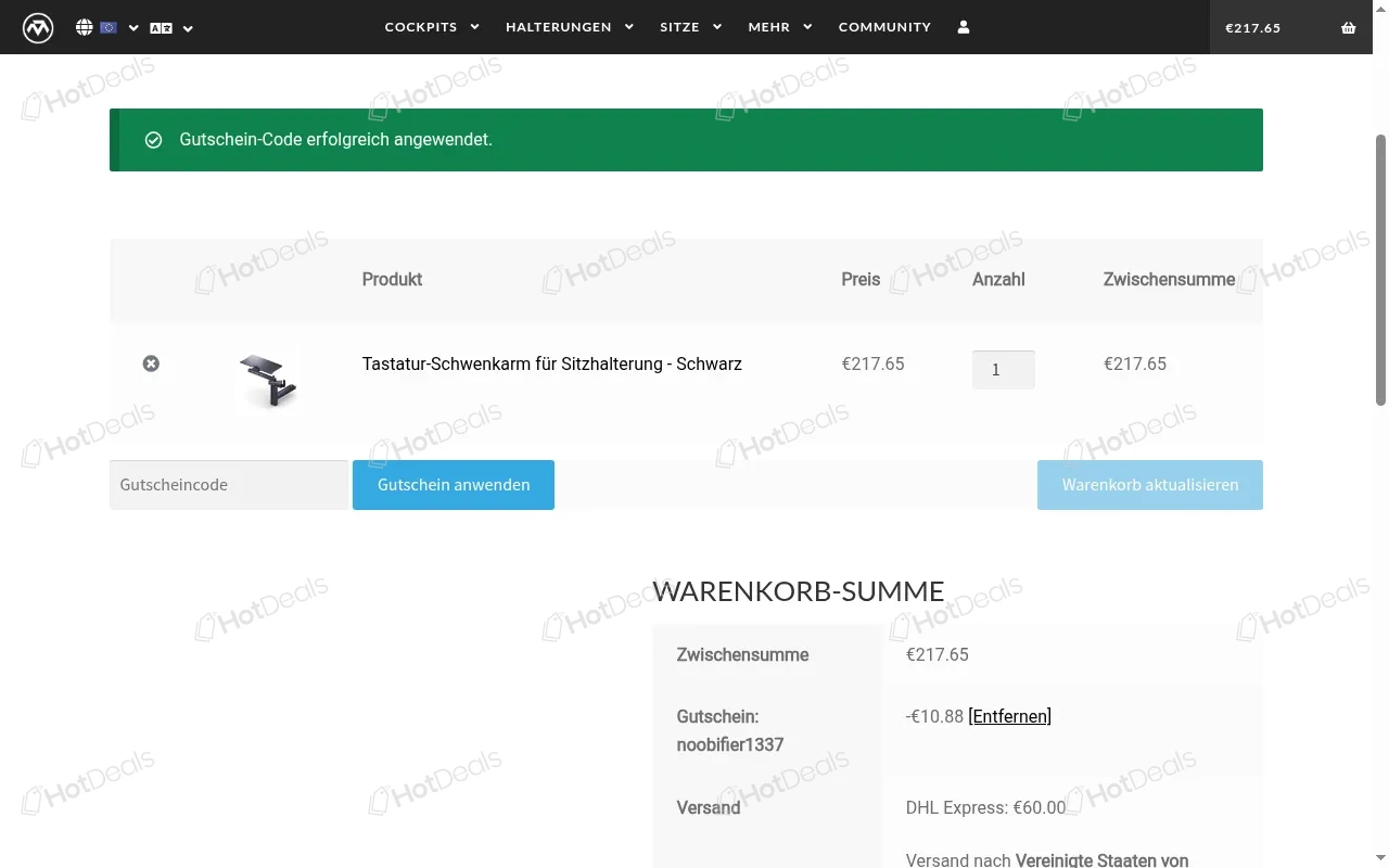 Schritte zum Einlösen eines MONSTERTECH Gutscheincodes beim Checkout