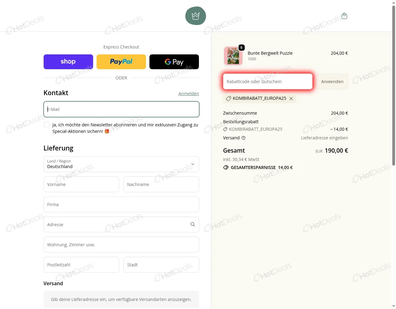 Schritte zum Einlösen eines Willa Wunst Gutscheincodes beim Checkout